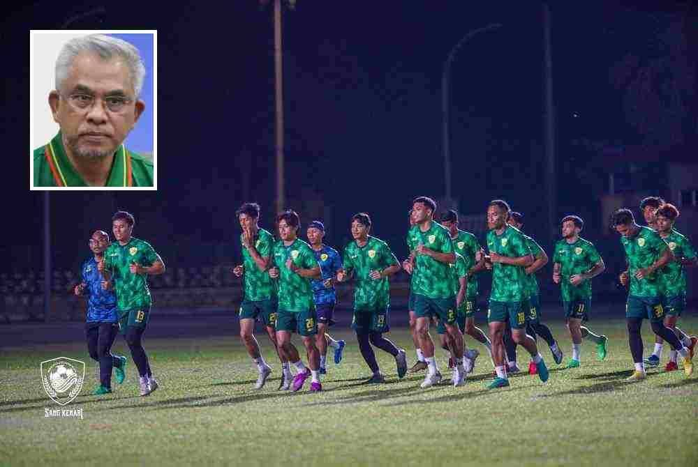 Barisan pemain KDA FC menjalani latihan pra musim 2024-2025 di Stadium Sultan Abdul Halim pada malam Rabu. Foto KDA FC (Gambar kecil: Mohd Daud)