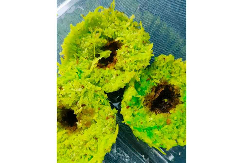 Kuih dangai kukus yang sedia untuk dimakan.