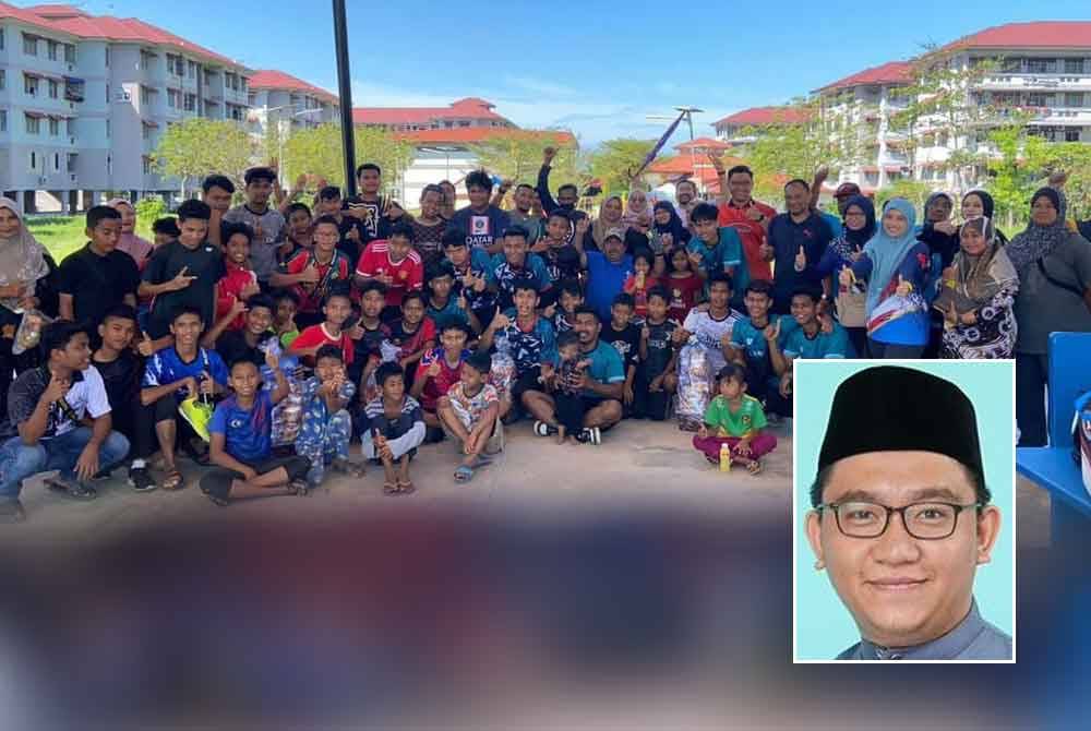 Program komuniti pencegahan serta acara santai futsal bersama AADK daerah Kota Setar dan Pokok Sena yang diadakan di Flat Gemilang, Alor Setar, baru-baru ini. (Gambar kecil: Aminnuddin)