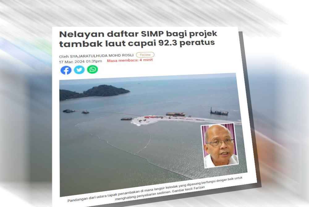 Pada Ahad Sinar Harian melaporkan, pendaftaran Pelan Pengurusan Impak Sosial (SIMP) bagi Projek Pulau Pinang Selatan (PSI) dalam kalangan nelayan yang layak setakat ini telah mencapai 92.3 peratus.