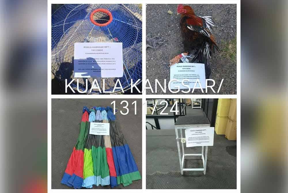 Antara barangan yang dirampas polis dalam serbuan D7 IPK Perak di sebuah kawasan kebun kelapa sawit di Kuala Kangsar. Foto PDRM