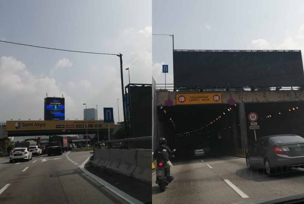 Pemasangan papan iklan digital sebelum memasuki terowong dikhuatiri mengganggu pemanduan pengguna pada waktu malam selain turut menghalang pandangan pemandu yang mahu membuat pusingan u.