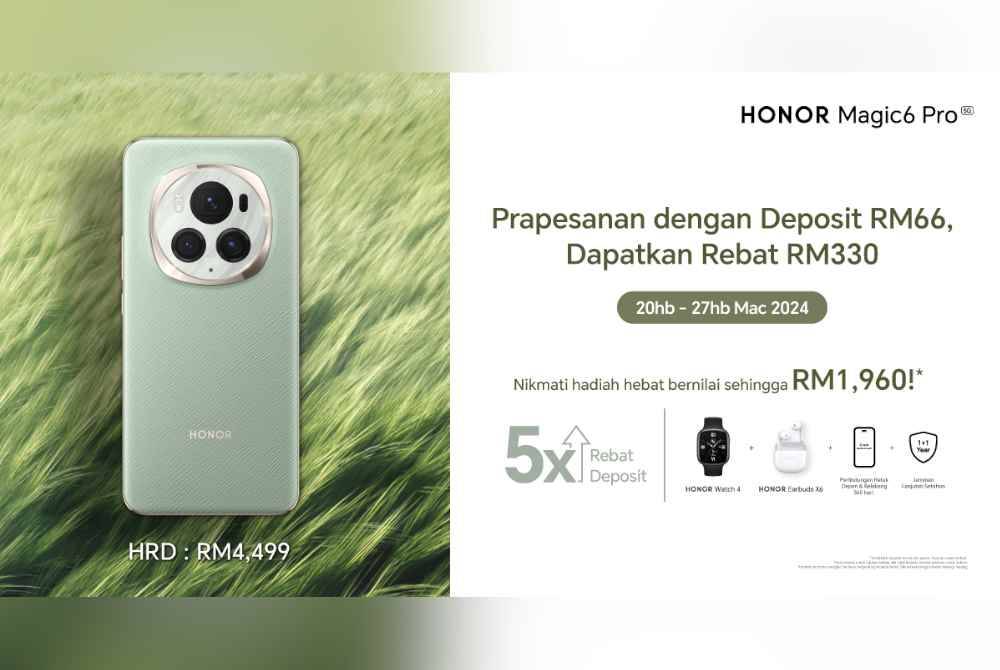 HONOR Magic6 Pro dijual pada harga RM4,499.