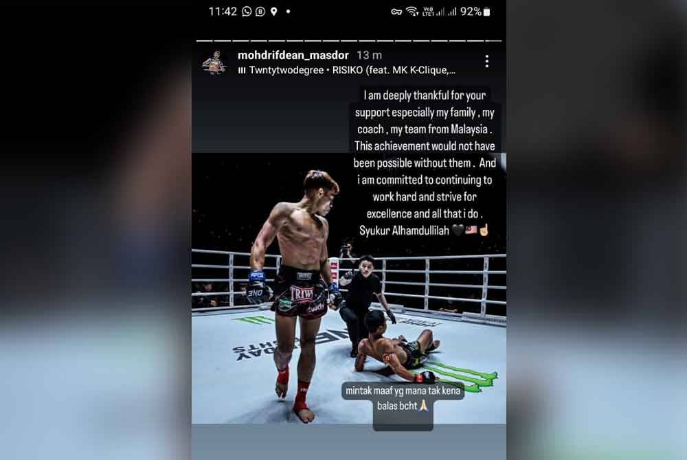 Catatan Rifdean menerusi Instagram.