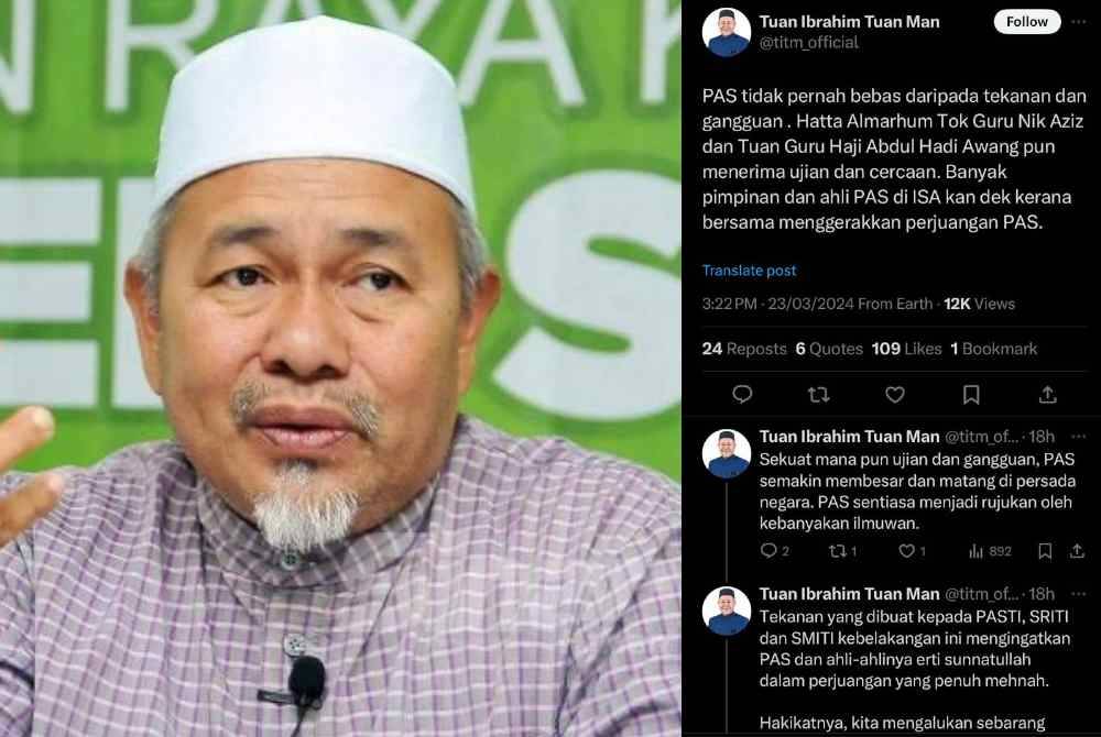 Tuan Ibrahim. Tangkap layar hantaran Tuan Ibrahim di aplikasi X pada Sabtu.