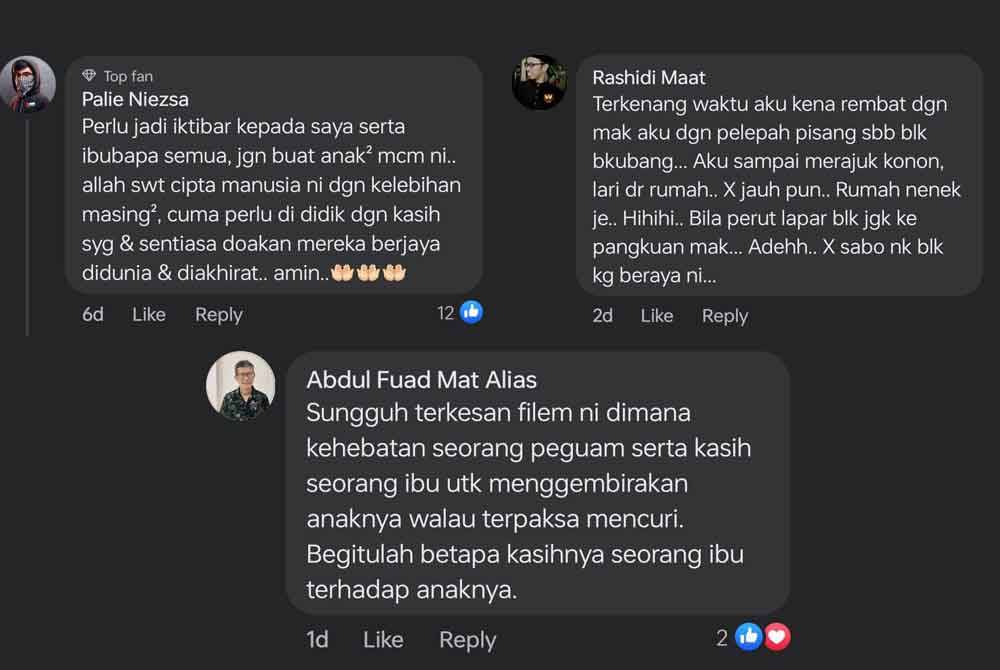 Tangkap layar komen netizen menerusi Facebook.