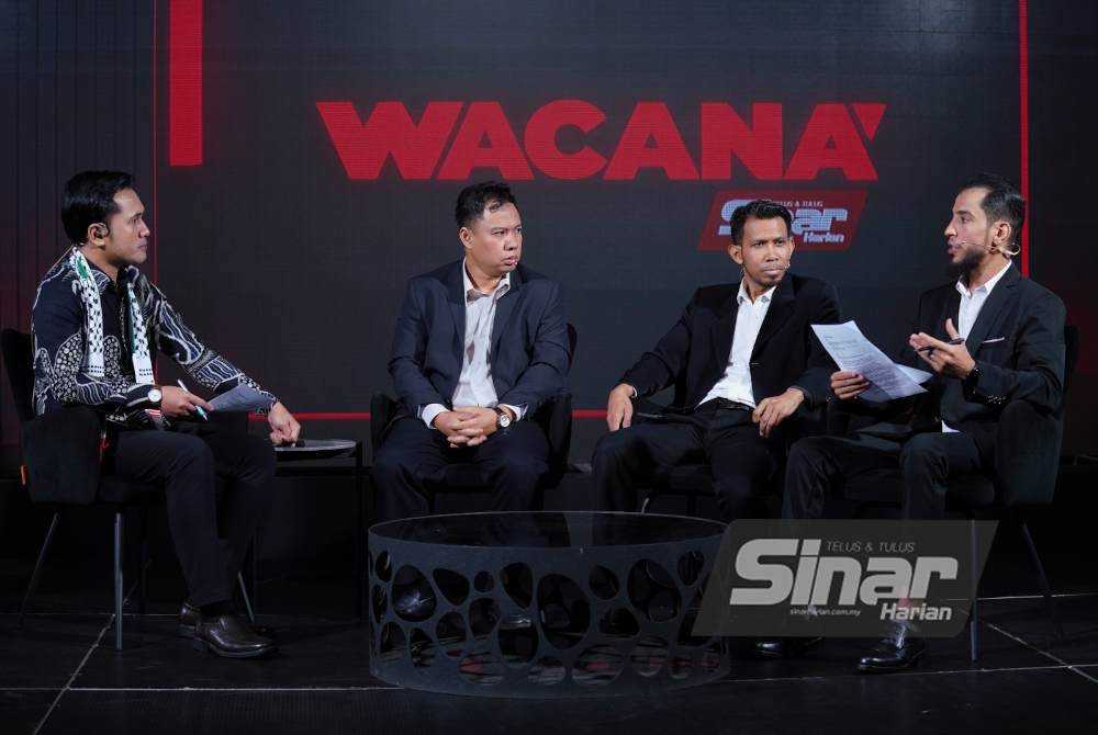 Dari kiri: Ismail bersama Dr Mohd Yazid, Mohd Khairul dan Yousuf Abuassi ketika program Wacana Sinar edisi 435 bertajuk ‘Gaza Selepas Gencatan Senjata’ di Kompleks Kumpulan Karangkraf, Shah Alam pada Rabu. Foto Sinar Harian-Mohd Halim Abdul Wahid