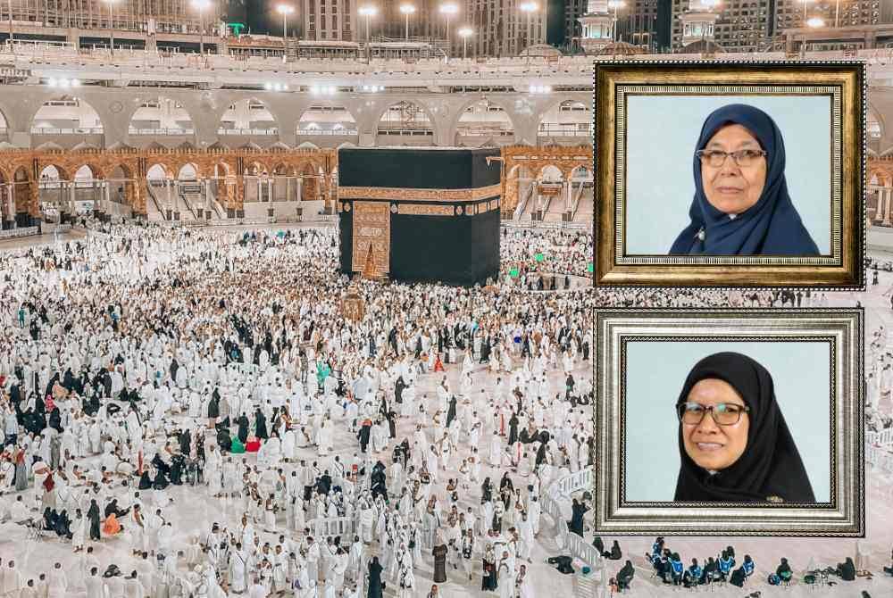 SUASANA di persekitaran Kaabah. Gambar kecil atas: DR ANISAH. Gambar kecil bawah: DR RAIHANAH.