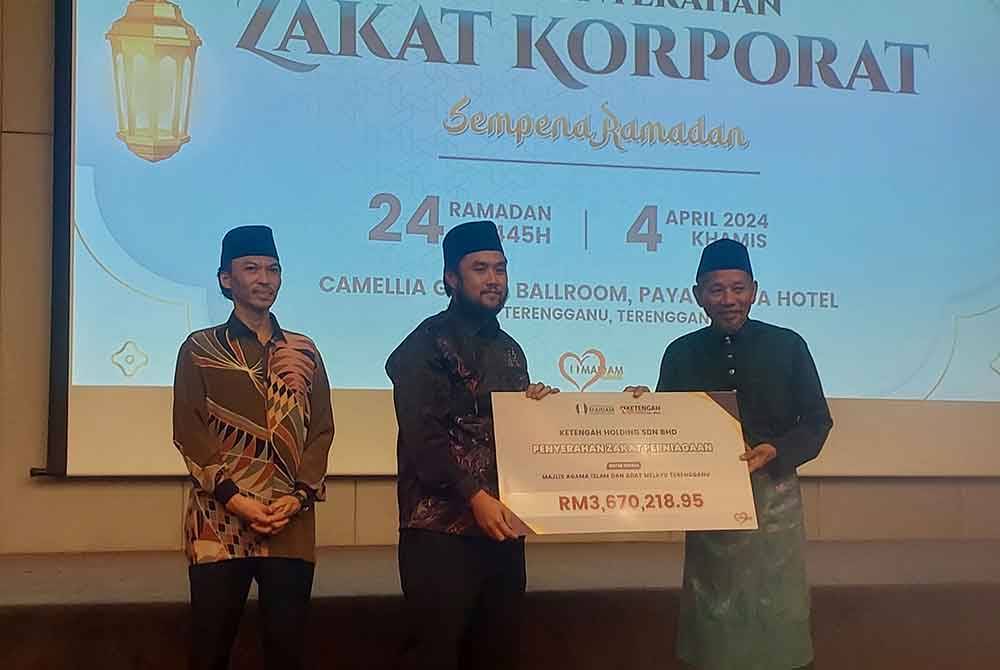Syarikat Ketengah Holding Sdn Bhd merupakan pembayar zakat tertinggi iaitu sebanyak RM3.67 juta.