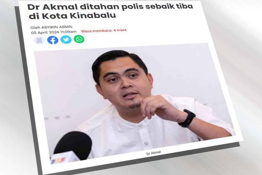 Dr Muhamad Akmal mengesahkan bahawa beliau telah ditahan di Ibu Pejabat Polis Daerah (IPD) Kota Kinabalu pada pagi Jumaat.