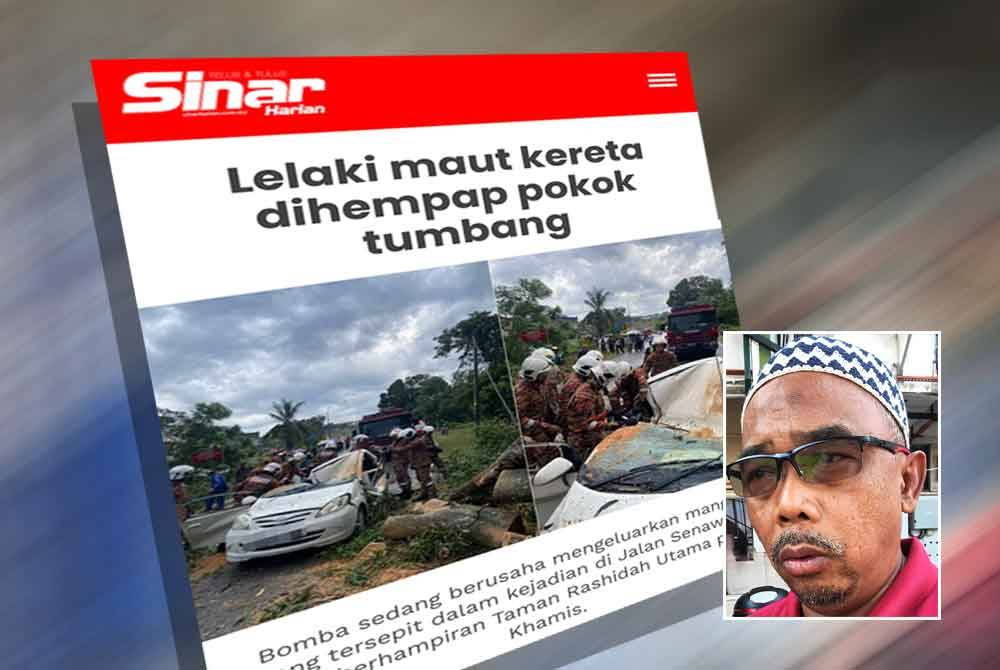 Laporan Sinar Harian berkenaan kejadian menimpa Allahyarham. Gambar kecil: Zulkefli
