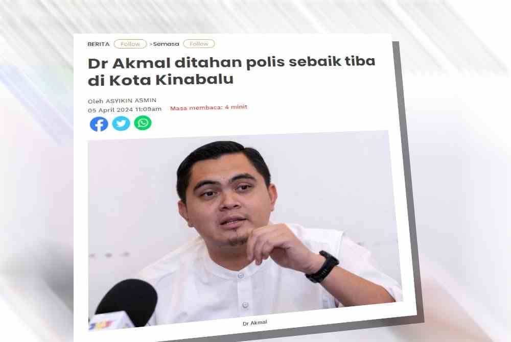 Laporan Sinar Harian pada Jumaat.