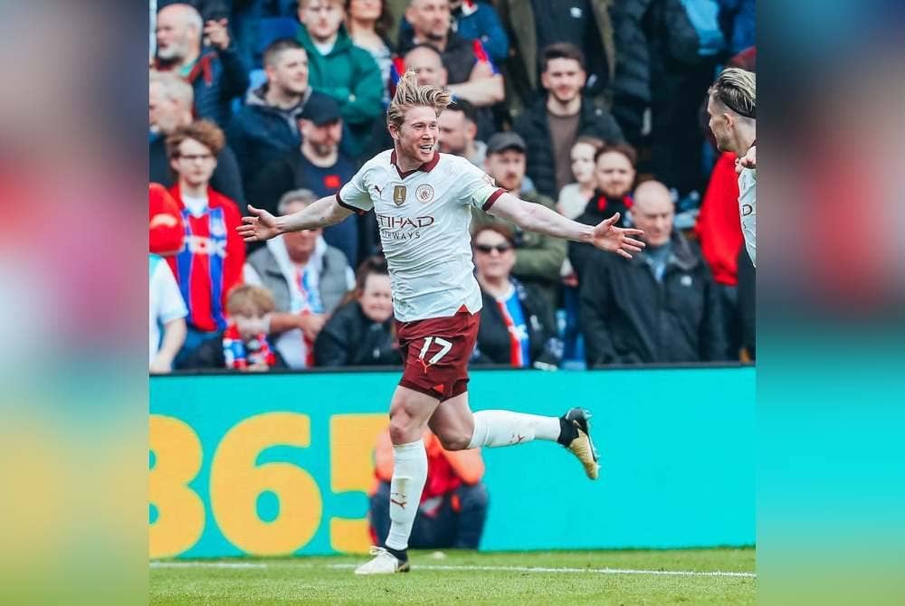 De Bruyne antara pencetak gol Citizens berdepan Eagles. Foto Agensi