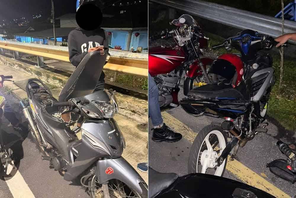 Antara motosikal yang diperiksa dalam operasi di Bukit Ampang Saujana, pada Sabtu.