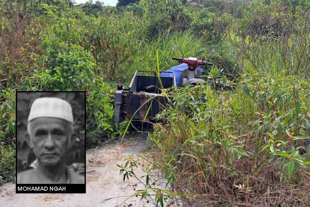 Motosikal beroda tiga dinaiki warga emas itu dijumpai di kawasan berhampiran ECRL di Kampung Banggol Katong. Foto: Polis Kuala Terengganu