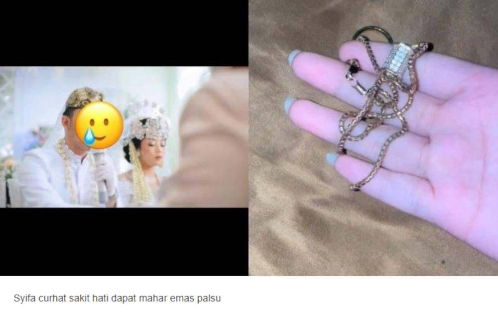 Tangkap layar daripada akaun media sosial Syifa menunjukkan barangan kemas palsu yang diterima suaminya. Agensi