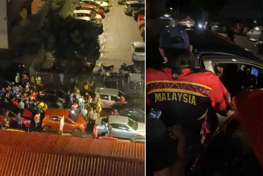 Orang ramai berkumpul menahan suspek selepas menunjukkan kemaluan kepada seorang wanita dalam satu kejadian di Bukit Belimbing, Seksyen 26, Shah Alam, Selangor. - Foto: Media Sosial.