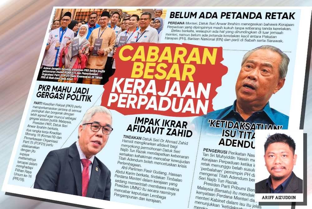 Laporan muka depan Sinar Harian pada Isnin. (Gambar kecil: Ariff Aizuddin)