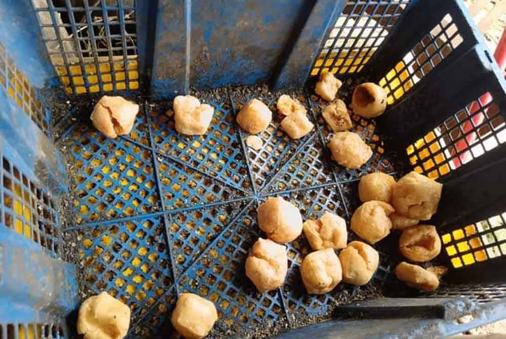 Anggota serbuan telah menyita sejumlah tauhu goreng yang telah siap dibungkus dengan menggunakan bungkusan yang dilabelkan dengan logo halal tidak sah. Foto KPDN Kuala Pilah