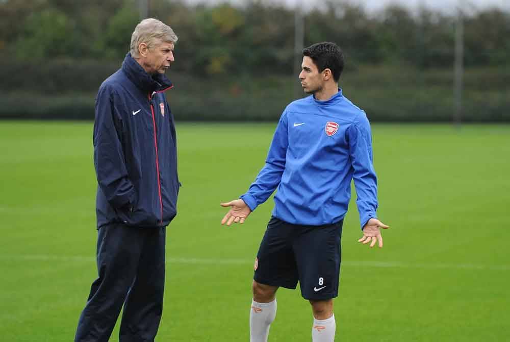 Wenger (kiri) dan Arteta antara watak penting bola sepak Arsenal. Foto: Agensi