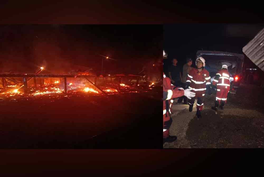 Rumah yang dihuni mangsa bersama anak dan cucunya terbakar di Kampung Sungai Kapur, Jalan Ulu Dusun, Batu 28, Sandakan.