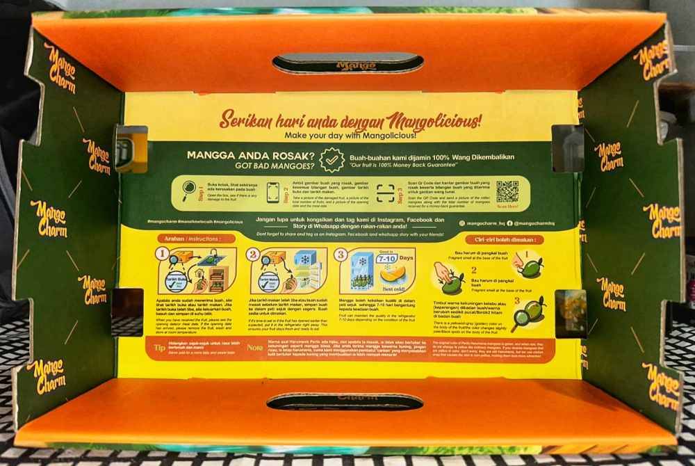 Qr Code untuk aduan disediakan sekiranya buah yang dibeli rosak.