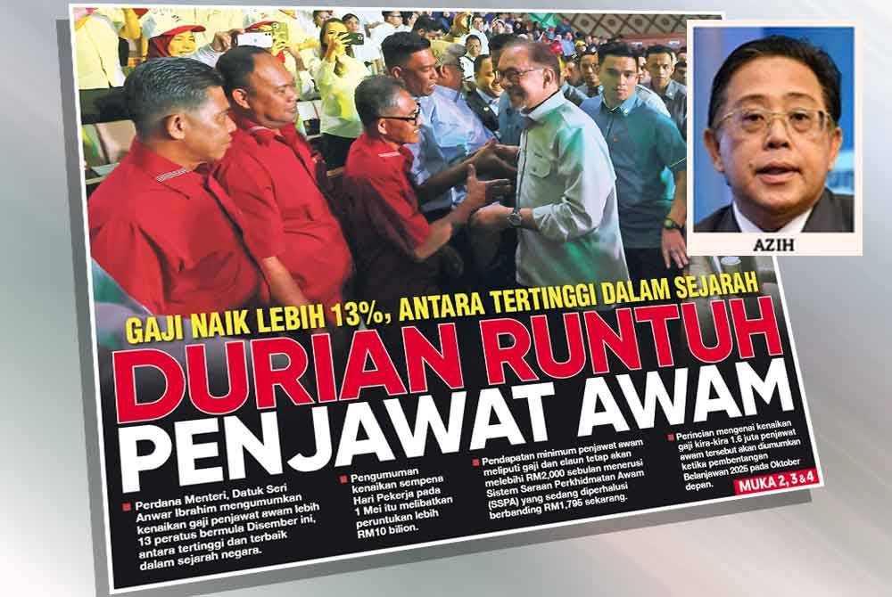 Keratan muka depan Sinar Harian Khamis.