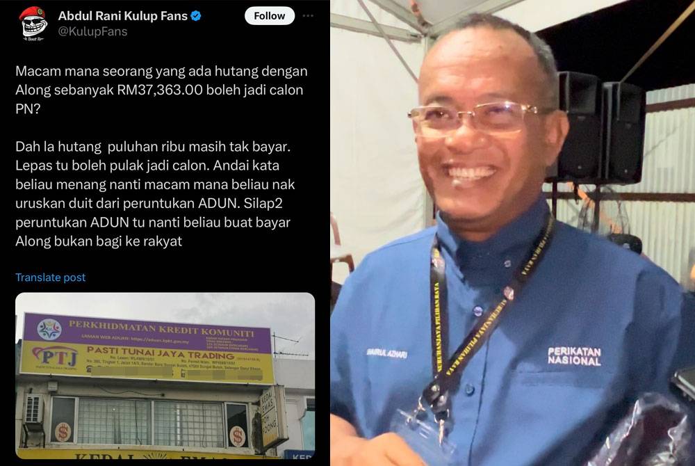 Khairul Azhari mengelak untuk menjawab pertanyaan pemberita ketika ditemui selepas Ceramah Perdana PN di Batang Kali, malam Rabu.