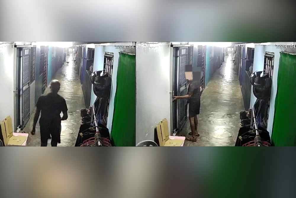 Rakaman kamera litar tertutup (CCTV) memaparkan suspek dipercayai menceroboh sebuah rumah dan mencuri dua telefon bimbit dalam satu kejadian di Damansara Damai, Petaling Jaya, Selangor pada Selasa. Foto Ihsan PDRM