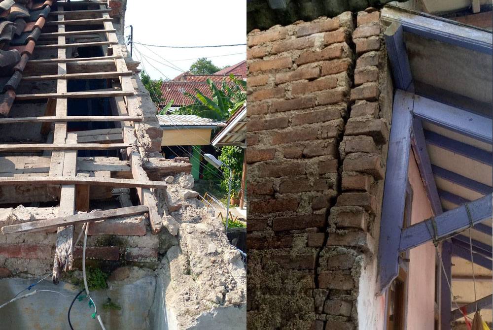 Antara rumah penduduk yang mengalami kerosakan akibat gempa bumi pada Rabu. Foto BNPB