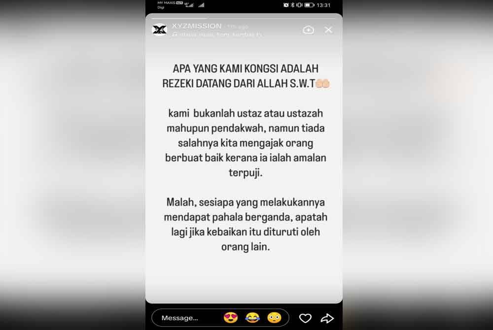 Status yang dimuat naik di TikTok.