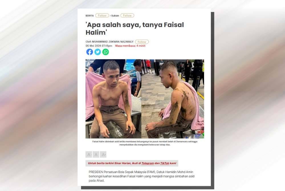 Laporan Sinar Harian pada Isnin.