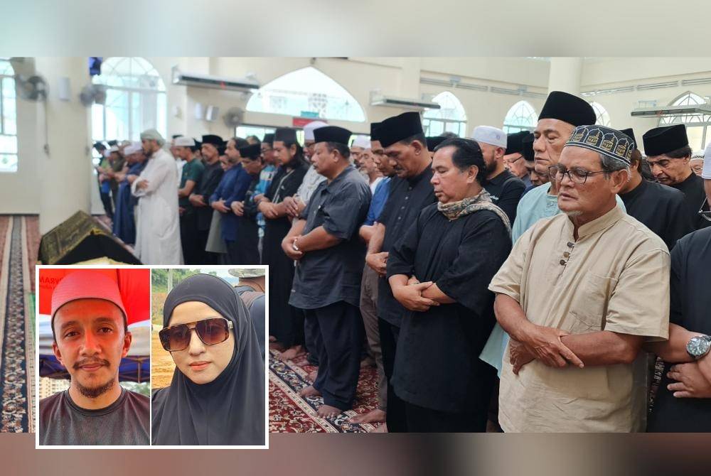 Jenazah disembahyangkan di Masjid Ukay Perdana pada Selasa. (Gambar kecil: Muhammad Aiman Farhan, Cinta Shafiana)