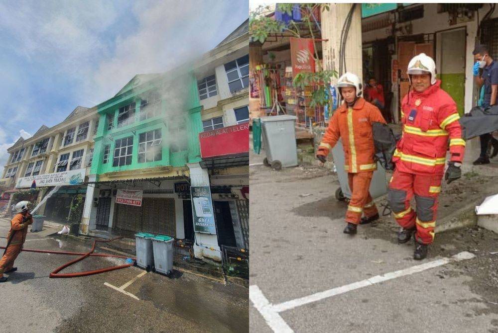 Satu mayat ditemukan rentung dalam kejadian kebakaran rumah kedai di Taman Mutiara pada Ahad.