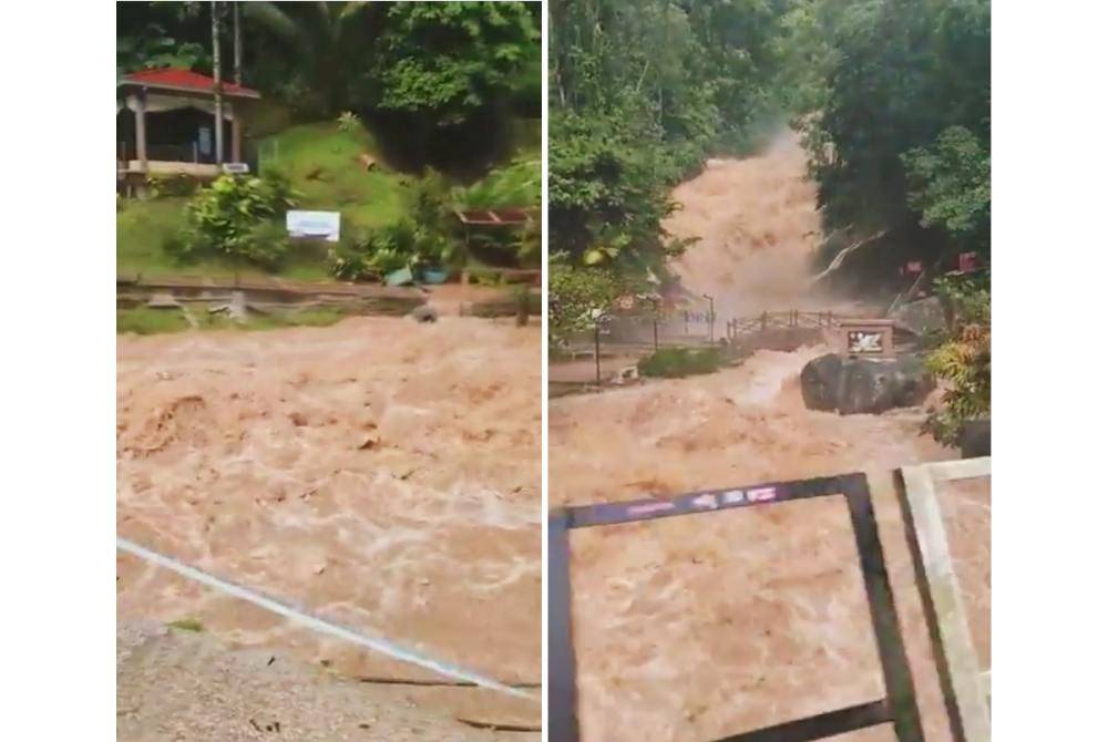 Tangkap layar kejadian kepala air yang berlaku di Lata Iskandar pada pagi Isnin.