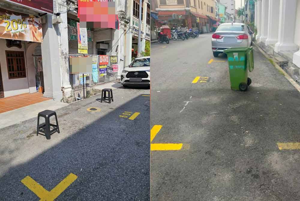 Tinjauan CAP juga mendapati ada pihak tidak bertanggungjawab meletakkan kerusi plastik dan tong sampah di petak parkir.