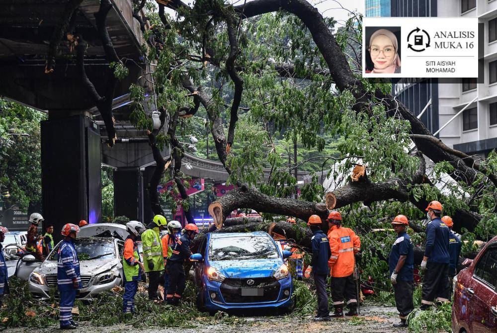 Pokok tumbang turut menghempap landasan monorel di Jalan Sultan Ismail, Kuala Lumpur dalam kejadian pada 7 Mei lalu.