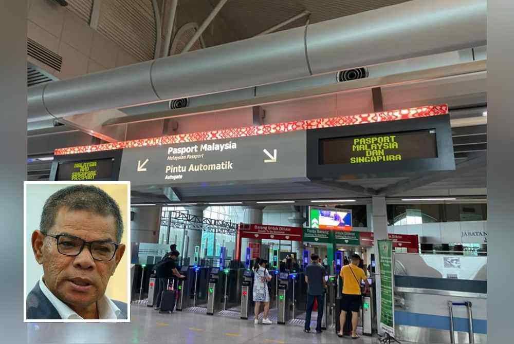 36 lagi negara berisiko rendah dibenarkan menggunakan pintu automatik tapisan Jabatan Imigresen di semua pintu masuk negara. Foto FB Jabatan Imigresen Malaysia. Gambar kecil: Saifuddin