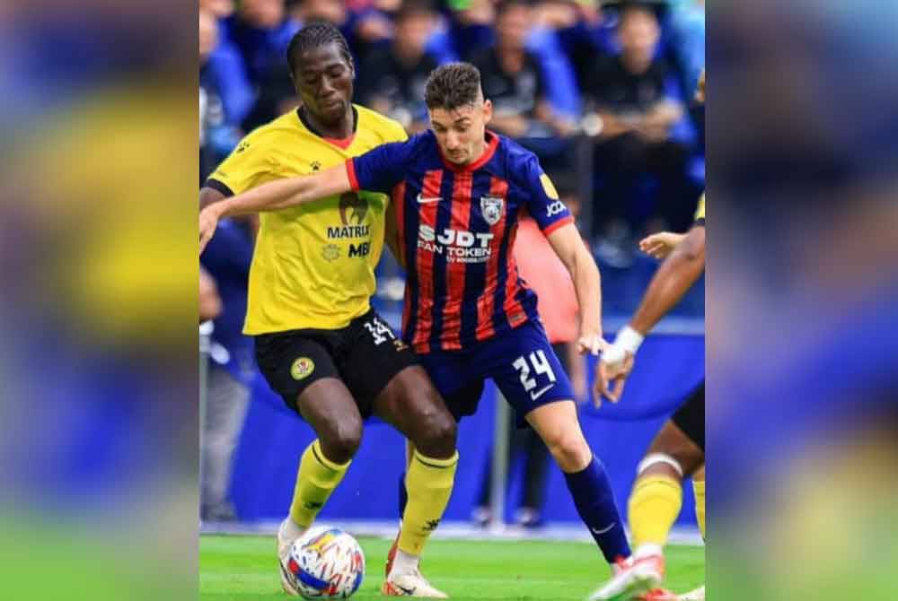 Salah satu aksi ketika perlawanan JDT melawan NSFC dalam Perlawanan Liga Super Malaysia 2024-2025 di Stadium Sultan Ibrahim, Iskandar Puteri, pada Sabtu. Foto ihsan Facebook Johor Southern Tigers