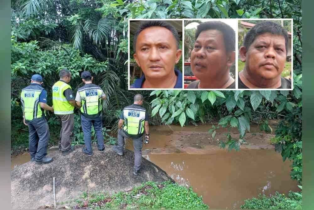 JAS telah menghantar dua pasukan di hulu dan hilir Sungai Beserah bagi menyiasat serta mengenal pasti punca bau yang dipercayai datang dari sungai tersebut. Gambar kecil: Wan Udani, Ahmad Rizal, Mohd Sabry