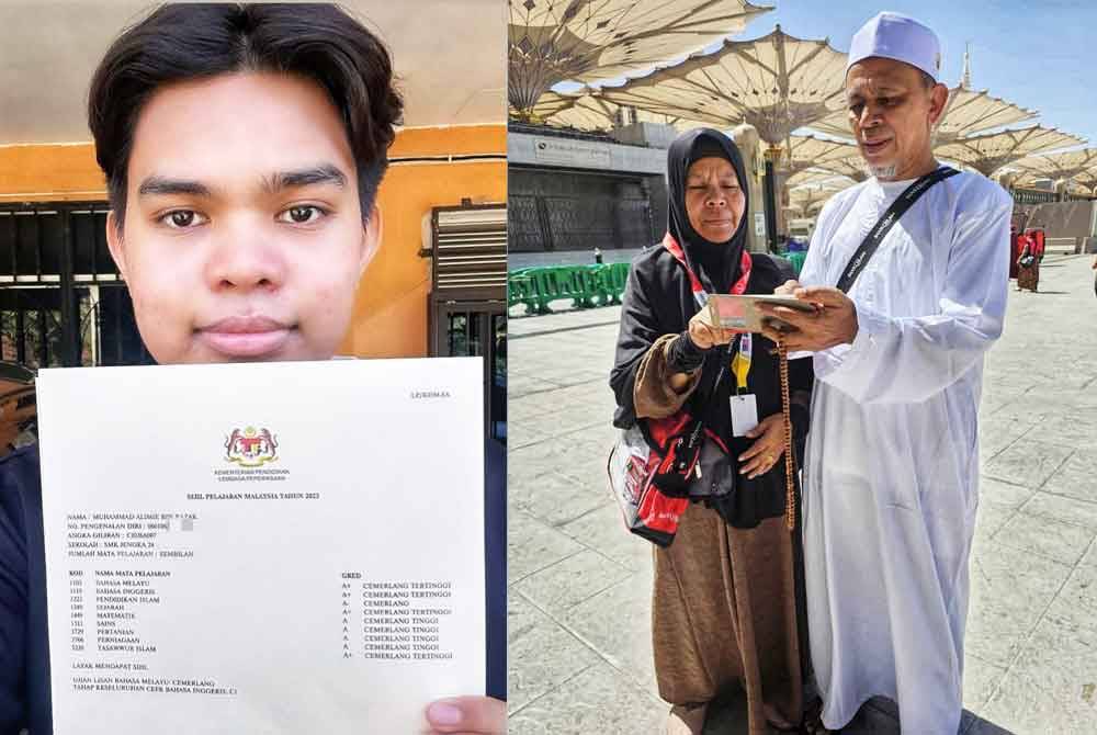 Razak bersama isterinya, Halijah hanya mampu melihat dan mendengar dari jauh berita kejayaan anaknya meraih keputusan cemerlang SPM 2023.