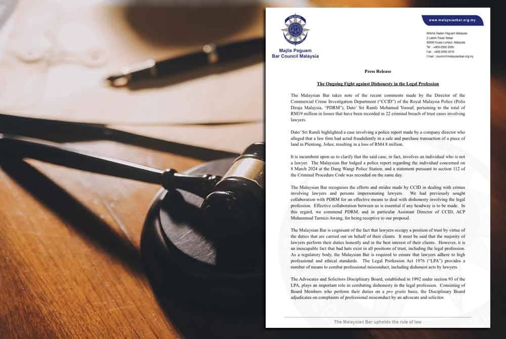 Akta Profesion Undang-undang 1976 (LPA) memerlukan pembaharuan dengan memperkenalkan pindaan kepada akta agar dapat menangani ketidakjujuran dalam profesion undang-undang. - Gambar hiasan