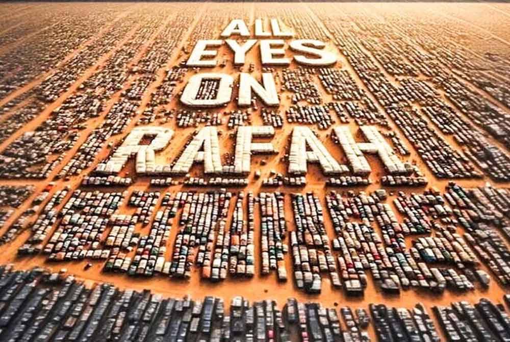 Imej 'All eyes on Rafah' dikongsi meluas di platform media sosial. Foto Agensi