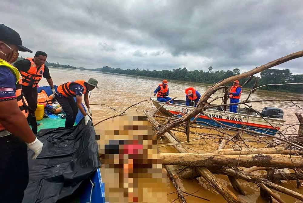 Mayat mangsa ditemukan kira-kira lima kilometer dari lokasi dia dipercayai lemas. Foto ihsan PDRM