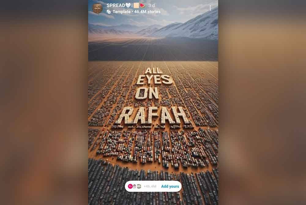 Tangkap layar imej AI yang tular yang dikongsi lebih 50 juta akaun Instagram.