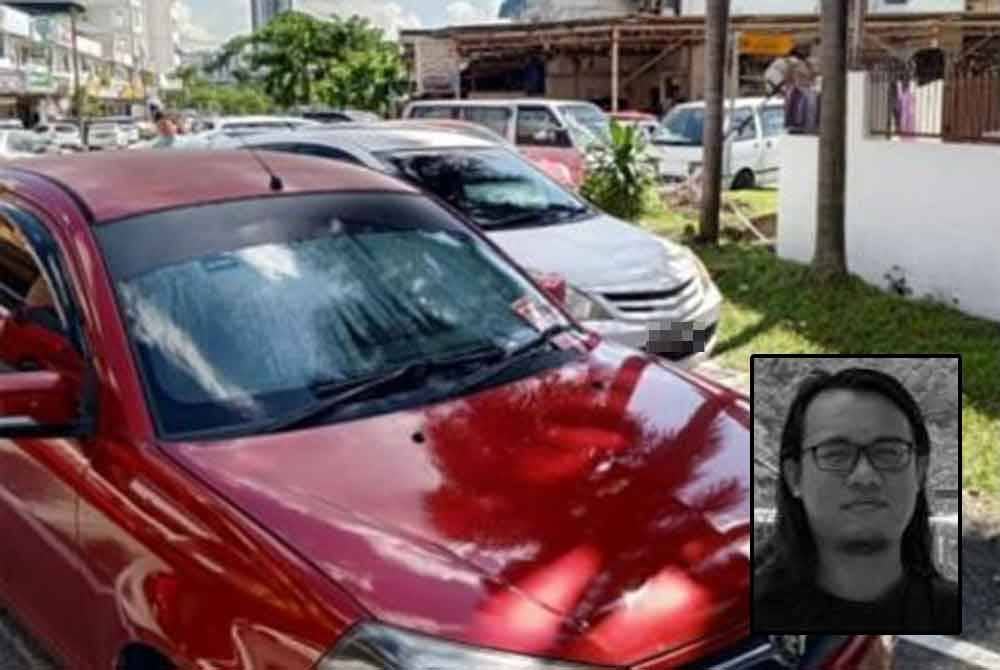 Muhammad Hamizan yang hilang sejak 10 hari lalu ditemui meninggal dunia dalam kereta miliknya di kawasan parkir depan sebuah premis di Taman Sentosa, Johor Bahru pada Rabu. Gambar kecil: Muhammad Hamizan