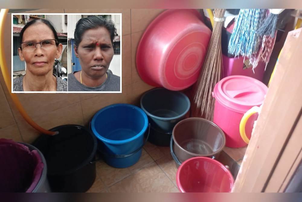 Simpanan air di rumah Hardip. (Gambar kecil: Hardip, Kaliammah)