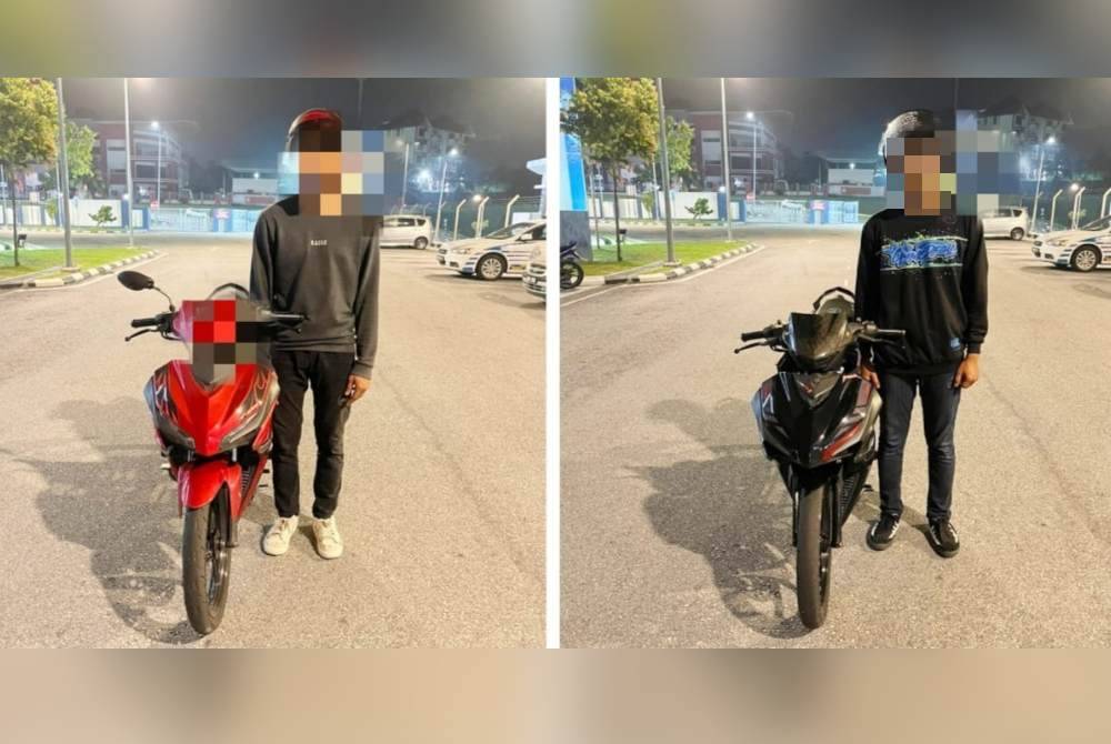 Dua penunggang motosikal ditahan polis selepas dikesan melakukan aksi berbahaya di Lebuhraya Kuala Lumpur-Seremban, pada Sabtu.
