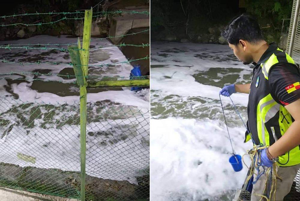 Aliran berbuih dikesan di Sungai Gombak sekitar jam 1 tengah hari dan 8 malam pada Sabtu.
