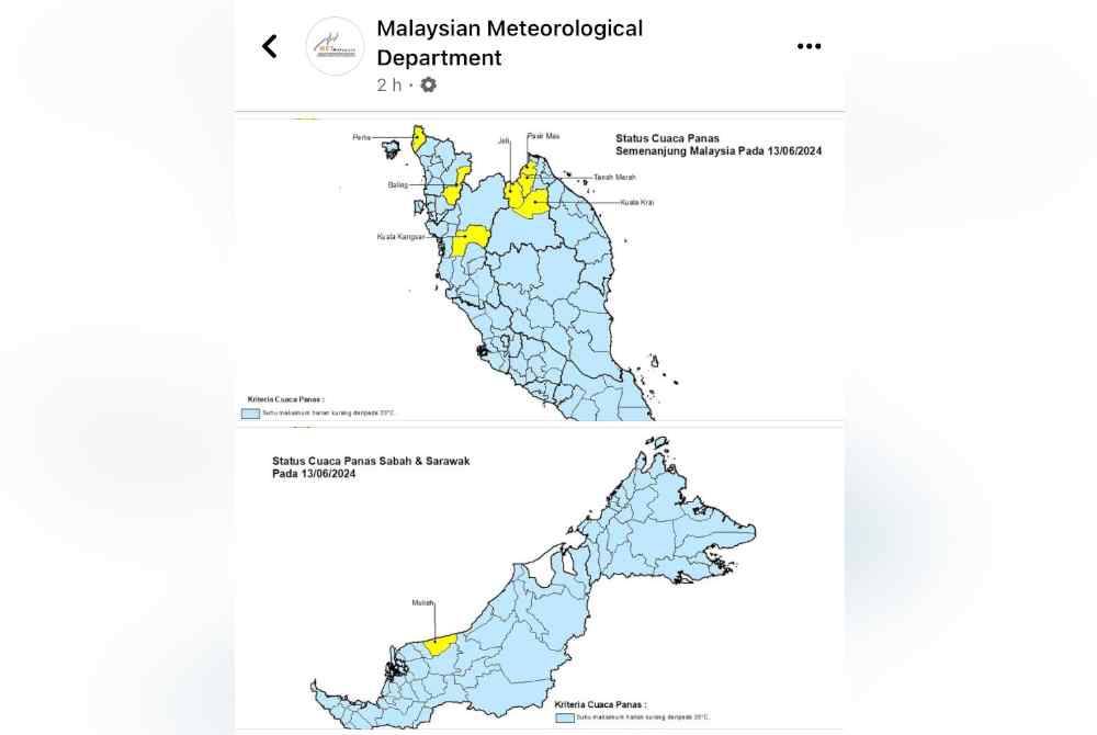 Status terkini cuaca panas pada Khamis.